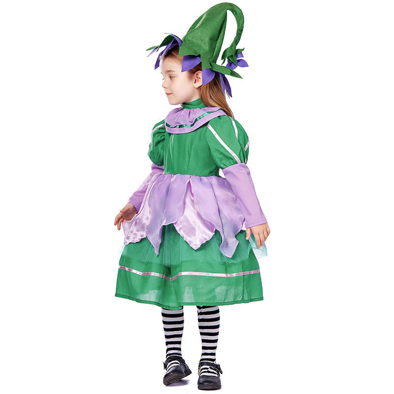 Girl Fairytale Costume with Hat and Decoration Mune Fashion
