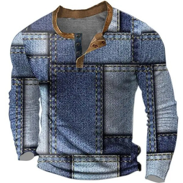 Men's sporty long-sleeve shirt with button placket Mune Fashion