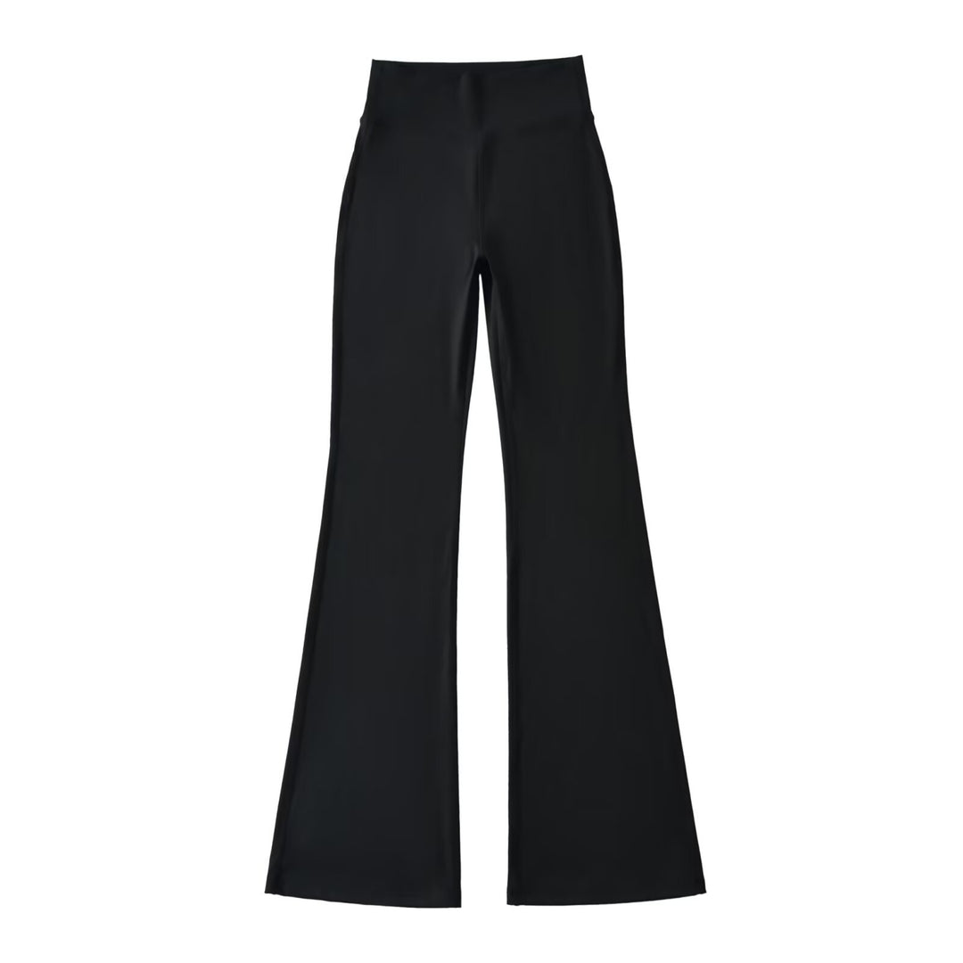 Ladies High-Waisted Flared Yoga Pants with Shaped Waist Mune Fashion