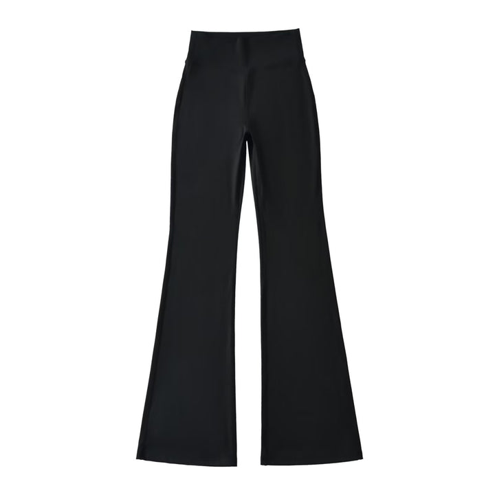 Ladies High-Waisted Flared Yoga Pants with Shaped Waist Mune Fashion