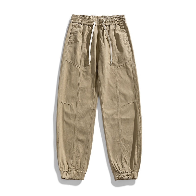 Men's Oversized Utility Jogging Pants made of sturdy cotton blend with drawstring waistband, side cargo pockets & ribbed cuffs Mune Fashion