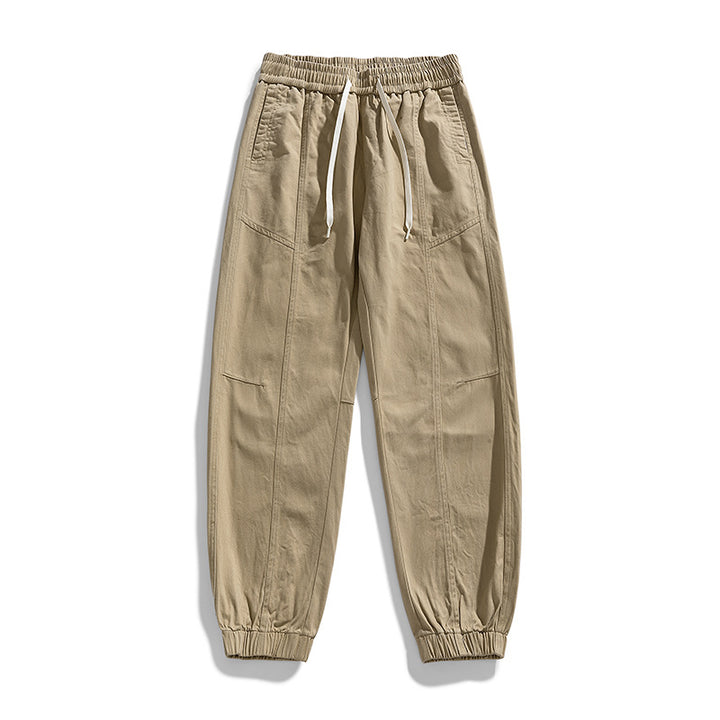 Men's Oversized Utility Jogging Pants made of sturdy cotton blend with drawstring waistband, side cargo pockets & ribbed cuffs Mune Fashion