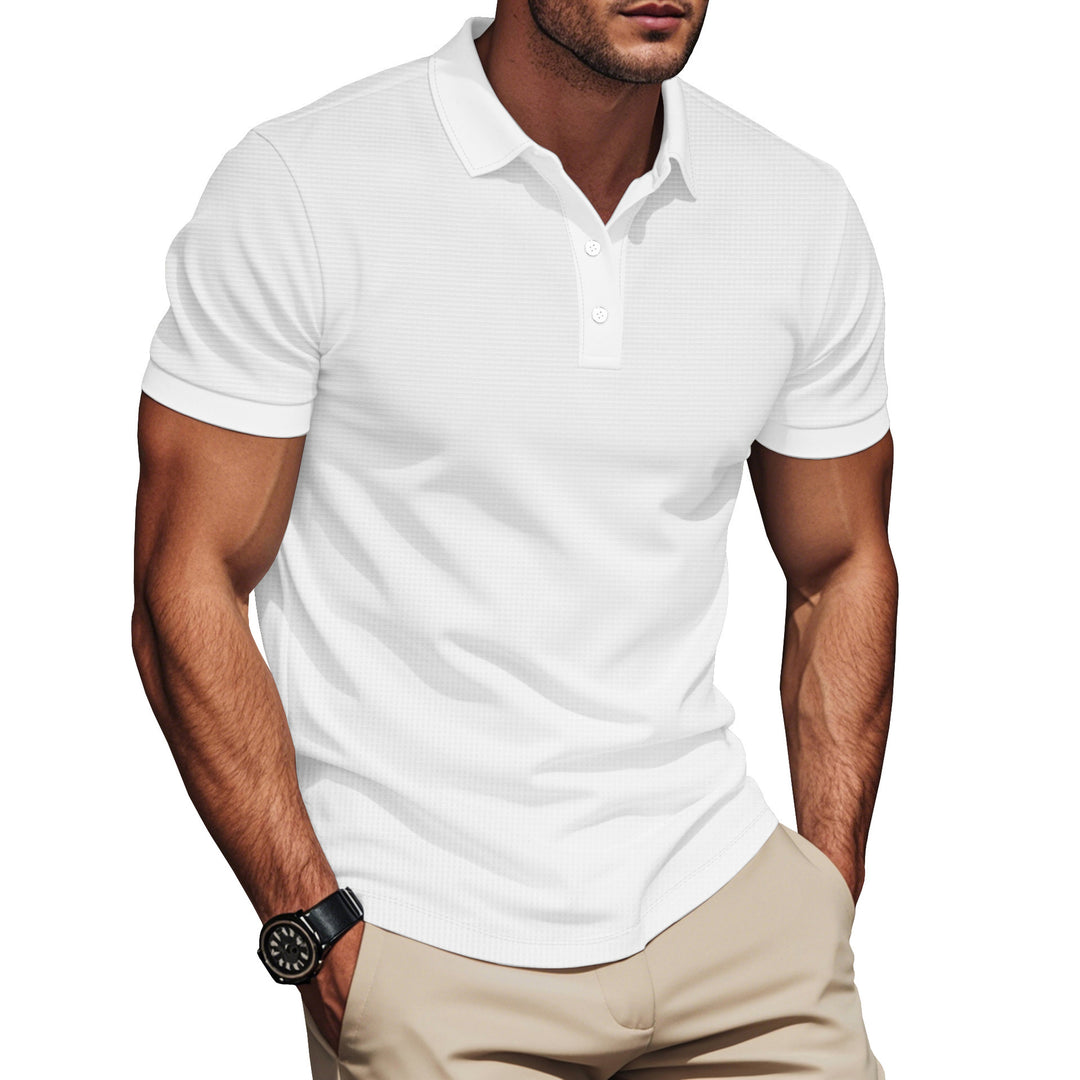 Men's breathable polo with fine waffle structure and two-button placket fitted silhouette Mune Fashion