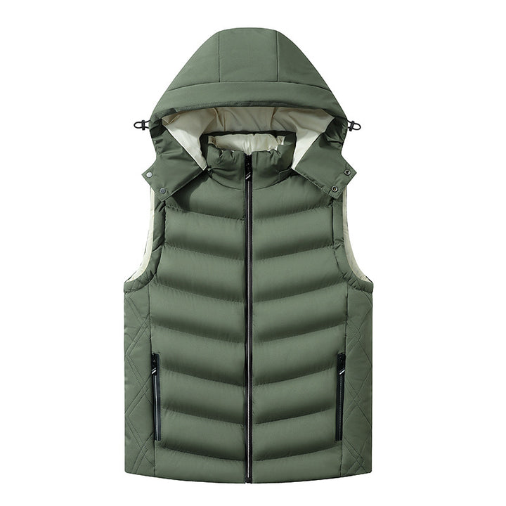 Men's quilted vest with removable hood, thermal lining, and water-repellent shell Mune Fashion