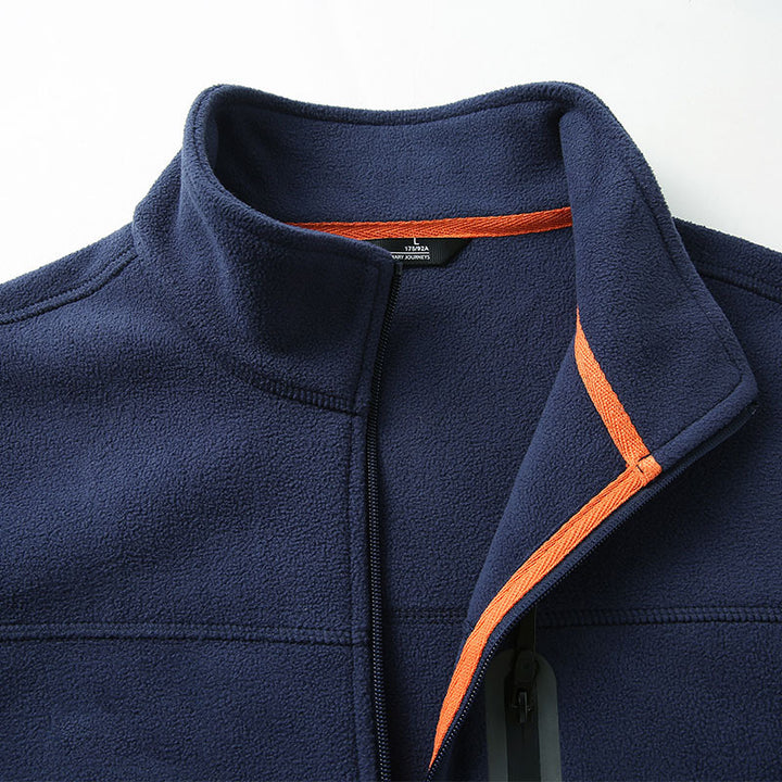 Men's fleece outdoor jacket with full zip, high collar, and water-repellent zip pocket Mune Fashion