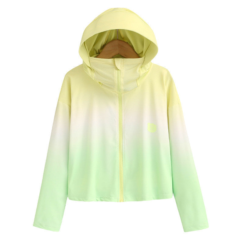 Women nan ultralight sun protection hoodie with ombre gradient and short cut Mune Fashion