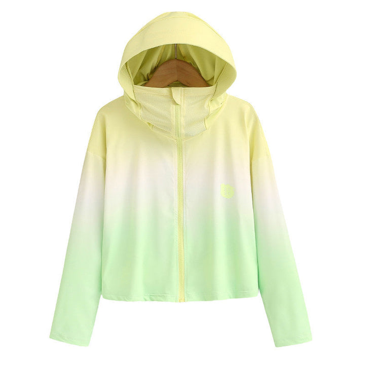 Women nan ultralight sun protection hoodie with ombre gradient and short cut Mune Fashion
