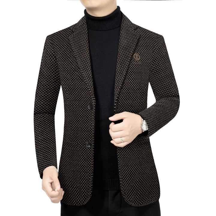 Men's Tailored Blazer with Fine Honeycomb Texture and Notched Lapel Mune Fashion