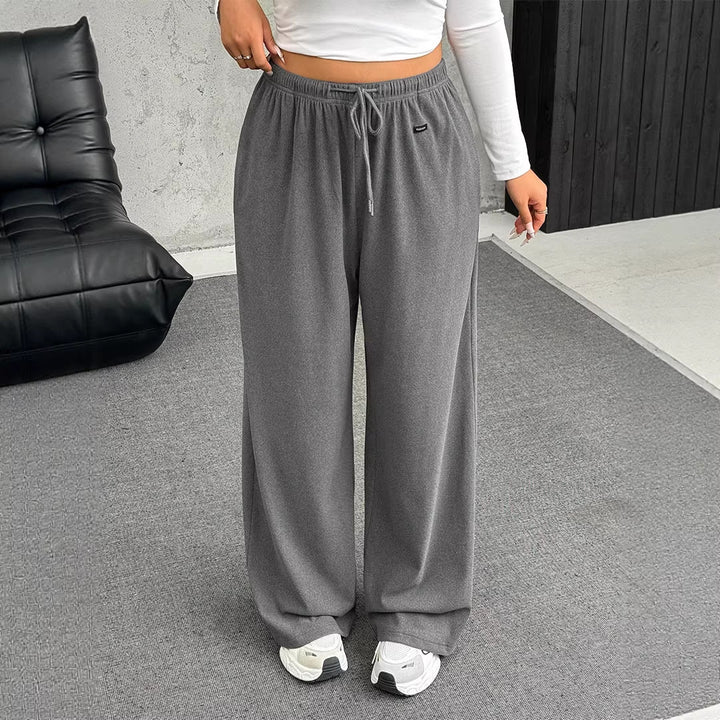 Women's wide relaxed pants with high waistband, elastic drawstring, and wide leg Mune Fashion