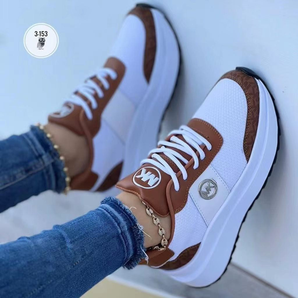 Women’s Platform Sneaker with Breathable Mesh and Distinctive Logo Emblem Mune Fashion