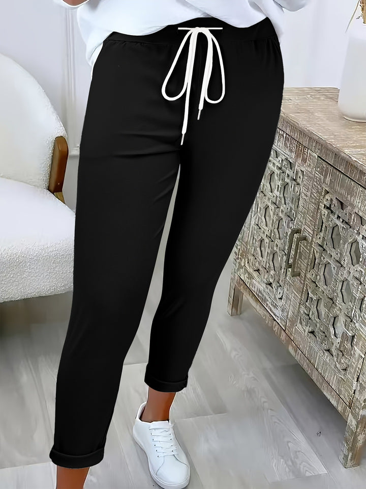 Women's Slim-Fit Jogging Pants with Drawstring and Cuff Mune Fashion