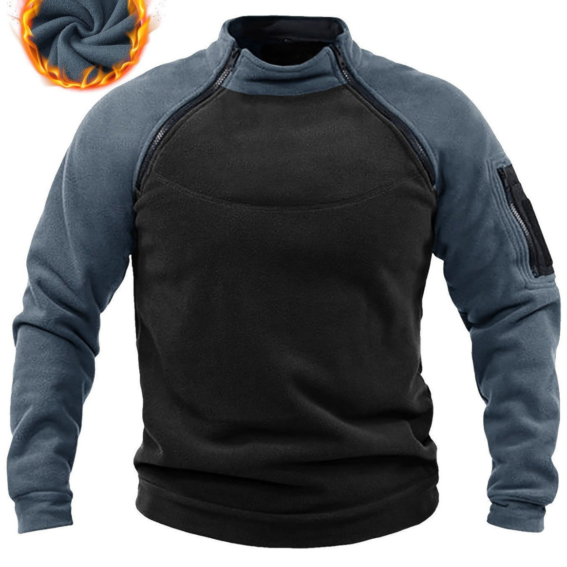 Men's Technical Fleece Combat Pullover with Reinforced Front Panel & Shoulder Zippers Mune Fashion