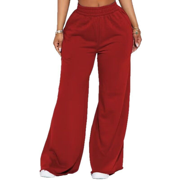 Women's wide high-waist palazzo lounge pants with double gathered comfort waistband and flowing wide-leg silhouette Mune Fashion