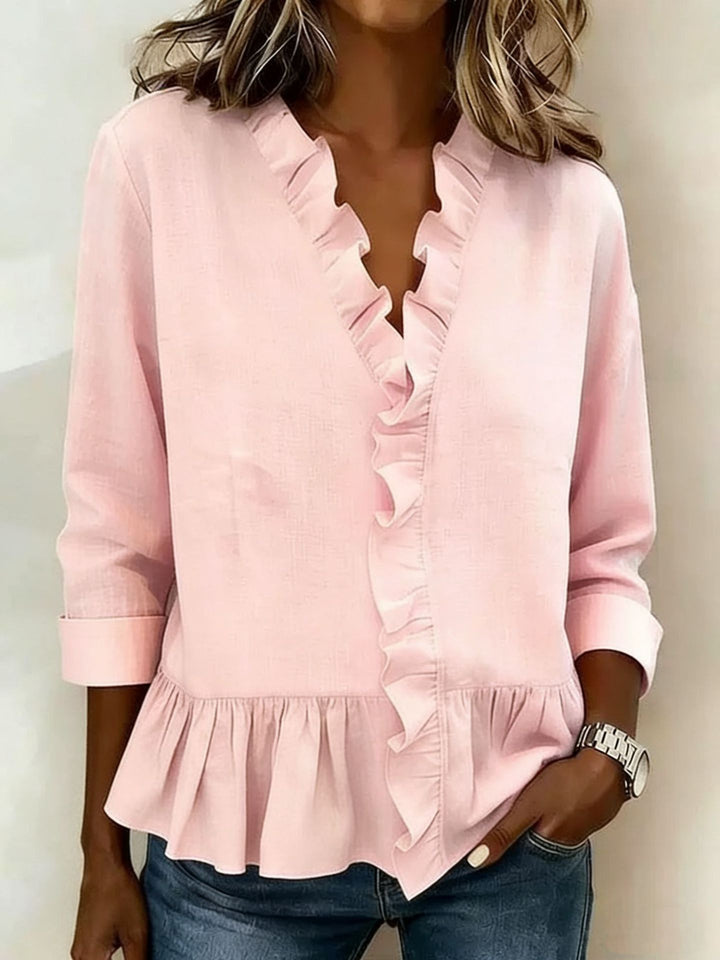 Ladies Elegant Blouse with Ruffles Mune Fashion