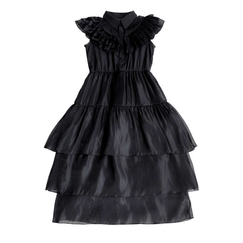 Ladies Elegant Maxi Dress with Voluminous Ruffles and Waist Belt Mune Fashion