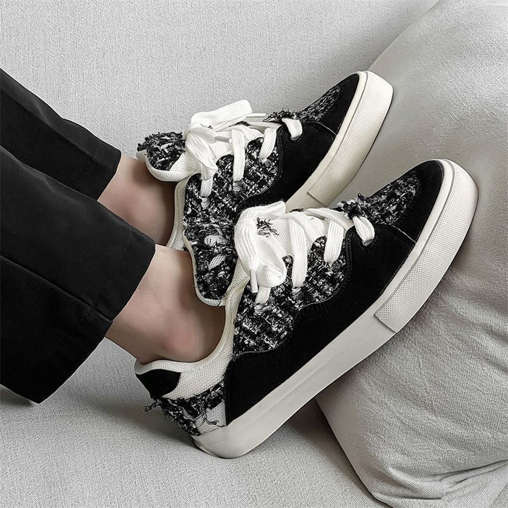 Women's sneakers with fashionable tweed design and oversized laces Mune Fashion