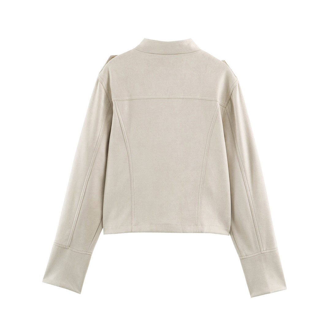 Ladies short jacket in military look with decorative knot trims and stand-up collar Drune
