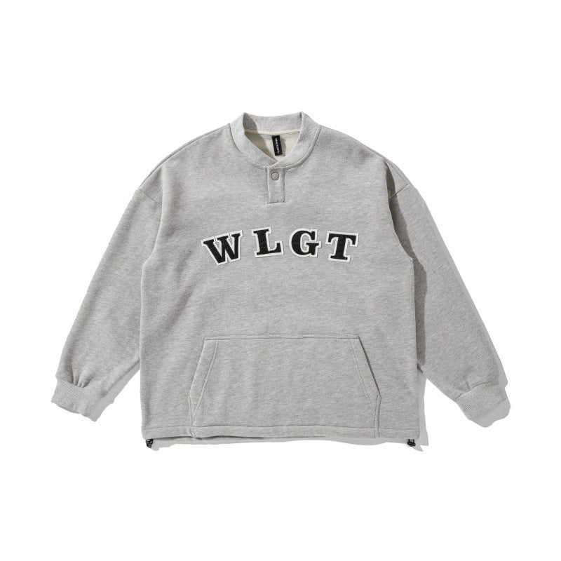 Unisex Oversize Sweatshirt with Henley button placket, kangaroo pocket and drawstring hem Mune Fashion