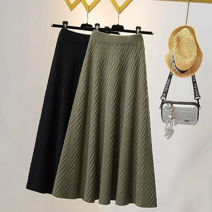 Women Elegant Maxi Skirt with Chevron Pattern Mune Fashion