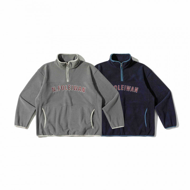 Unisex Oversized Fleece Pullover with Half Zip, Stand-Up Collar and Side Pockets Mune Fashion