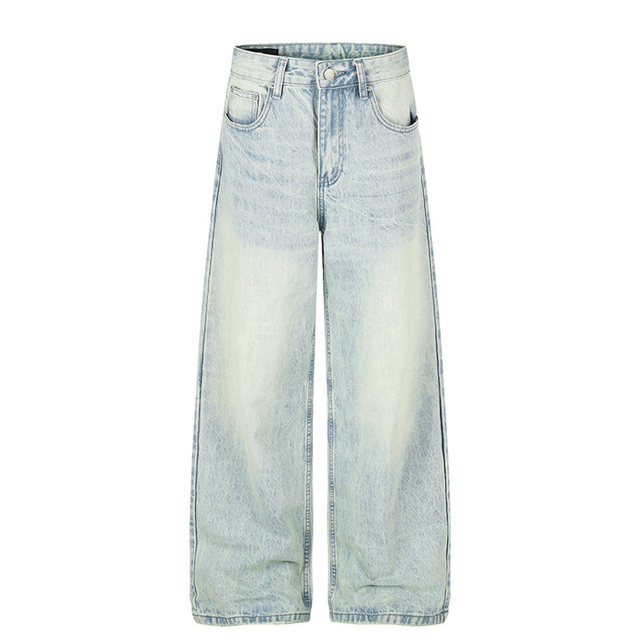 Women High-waisted Wide Jeans in Palazzo Cut with Wide Leg and Washed Look Mune Fashion