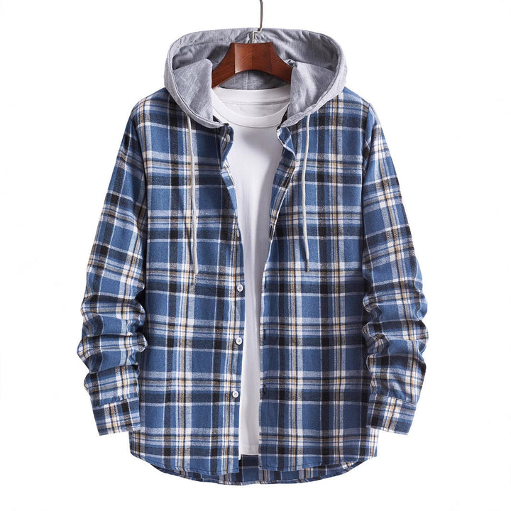 Men's Flannel Shirt with Integrated Hood Mune