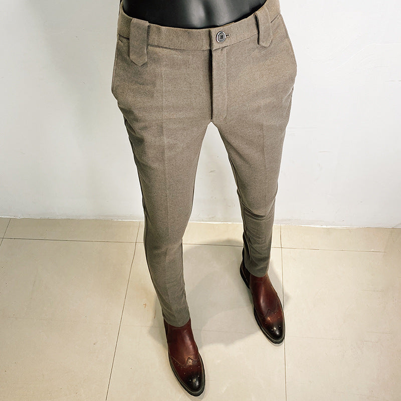 Men's tailored suit trousers made of stretch wool blend with crease Mune Fashion