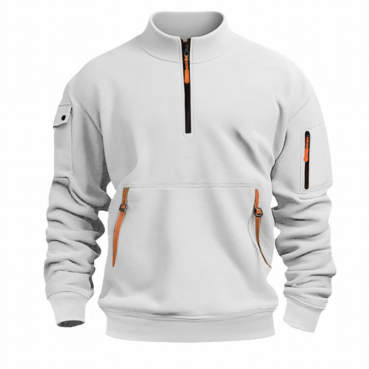 Men's nano sweatshirt with stand-up collar, half zipper, kangaroo pocket, and arm pocket Mune Fashion