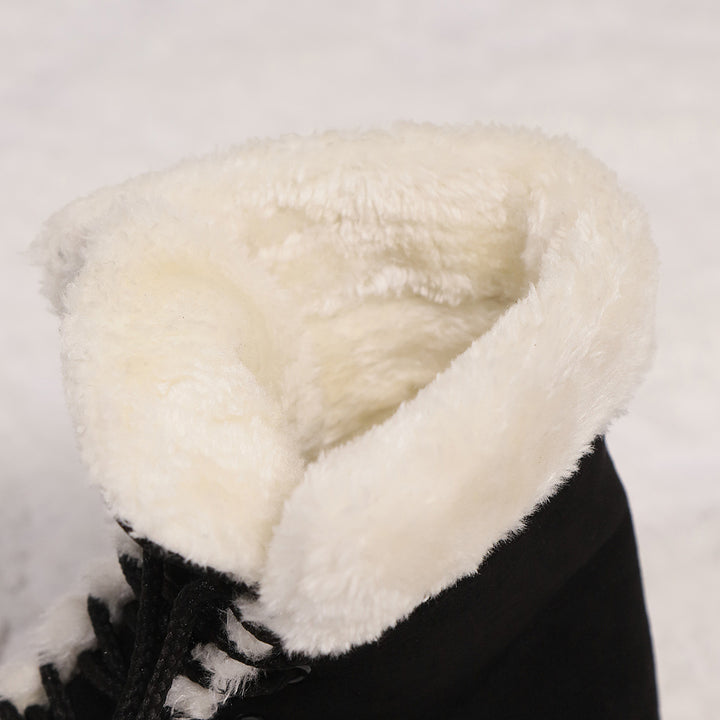 Women's Insulated Lace-Up Boots with Faux Fur Collar and Sturdy Tread Sole Mune Fashion