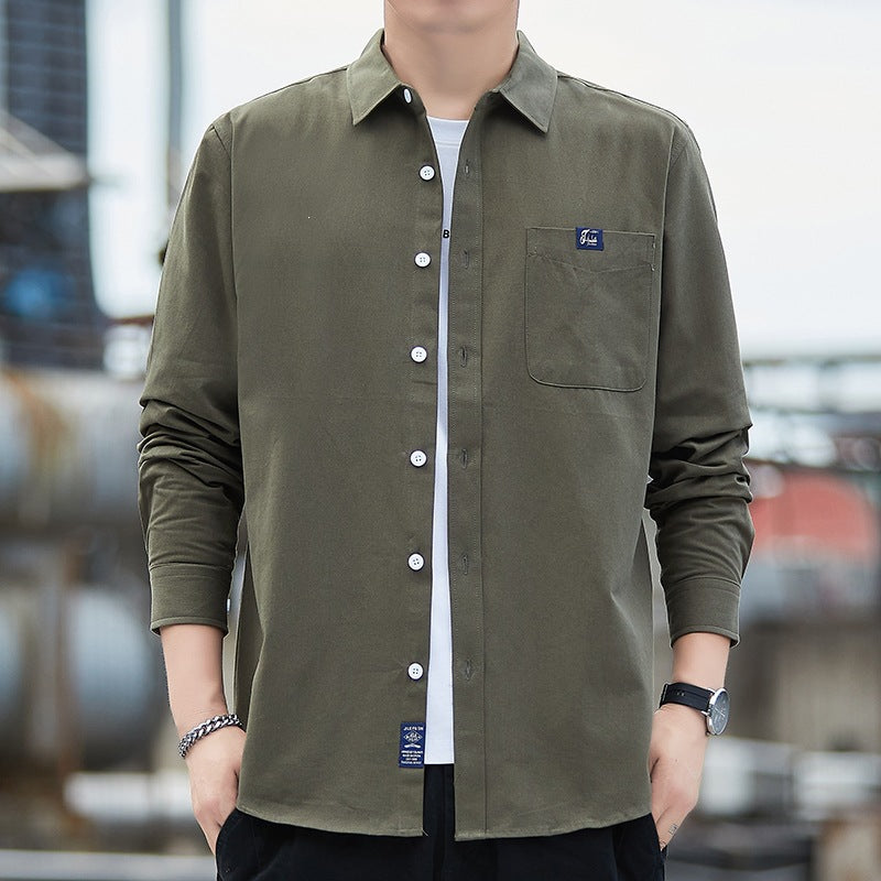Men's Cotton Overshirt in Casual Look with Chest Pocket & Shirt Collar Mune Fashion