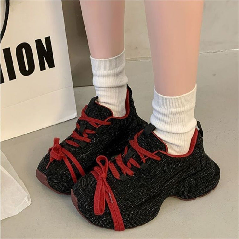 Women's Sculpted-Platform Sneaker with Textured Mesh and Ergonomic Comfort Insole Mune Fashion