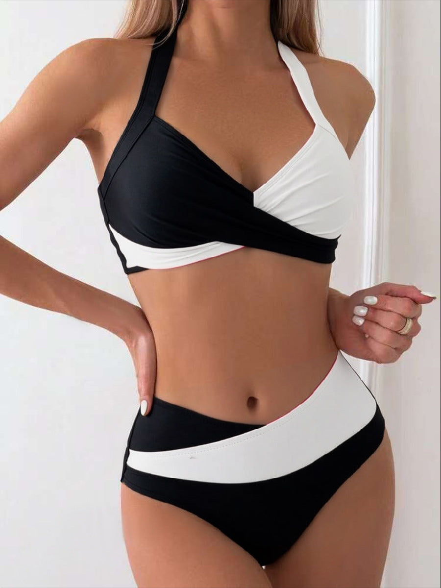 Women's Stylish Bikini with Asymmetrical Cut and Contrast Details Mune Fashion