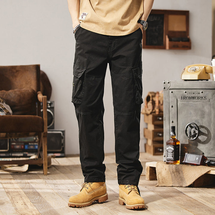 Men's Robust Utility Cargo Pants with Multiple Pockets, Reinforced Knee Panels and Straight Leg Mune Fashion