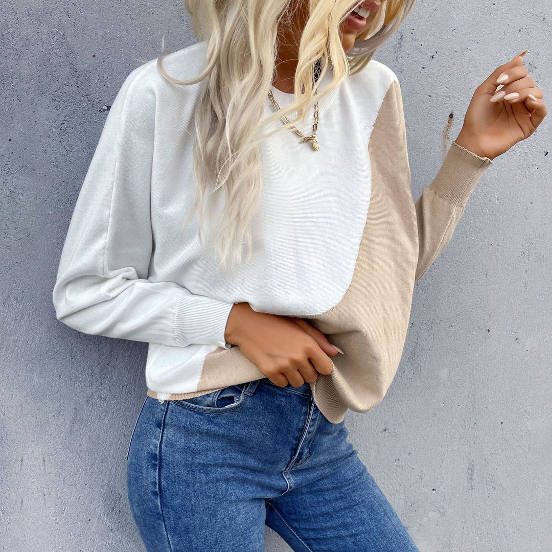 Women's Oversized Sweatshirt with Asymmetrical Color Block and Dropped Shoulder Mune Fashion
