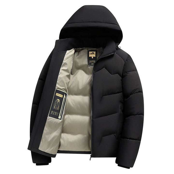 Men's short cut insulated quilted jacket with hood, windbreaker & technical inner lining Mune Fashion