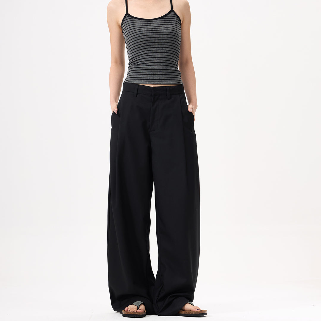 Ladies Palazzo pants with extra wide leg, concealed zipper and crease Mune Fashion