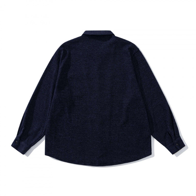 Unisex Boxy-Structure Knit Shirt with Kent Collar, Full Button Placket, and Patch Chest Pocket Mune Fashion