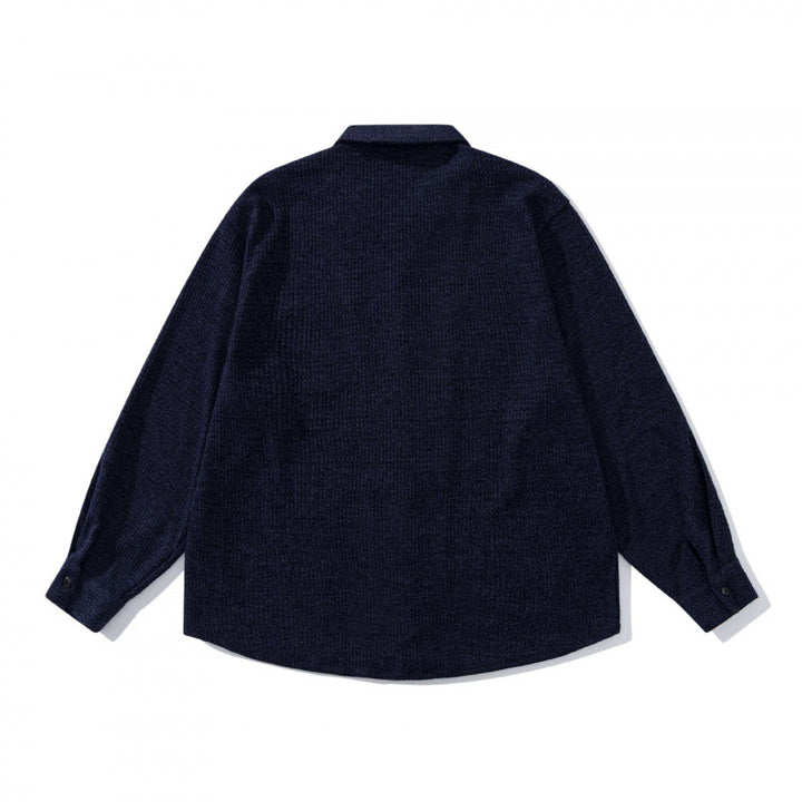 Unisex Boxy-Structure Knit Shirt with Kent Collar, Full Button Placket, and Patch Chest Pocket Mune Fashion