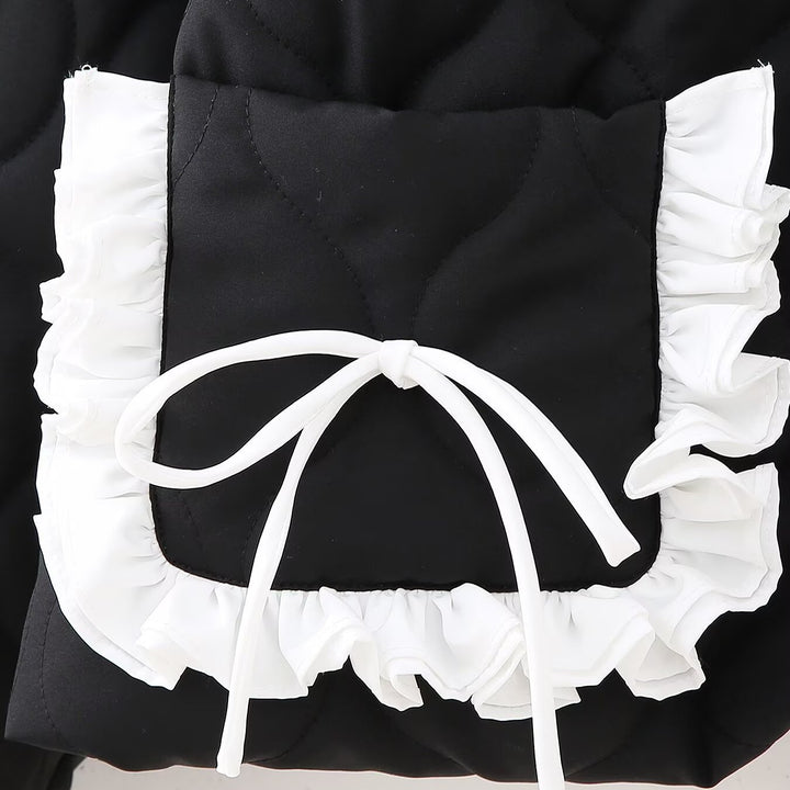 Women's short quilted jacket with high stand-up collar and ruffle pockets Mune Fashion