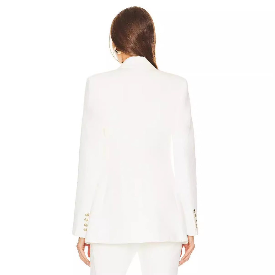 Women Two-piece Tailored Suit with Fitted One-button Blazer and Flared Trousers Mune Fashion