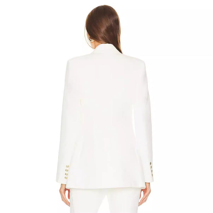 Women Two-piece Tailored Suit with Fitted One-button Blazer and Flared Trousers Mune Fashion