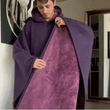 Unisex Hooded Poncho Blanket with Warm Fleece Lining and Oversized Cut Mune Fashion