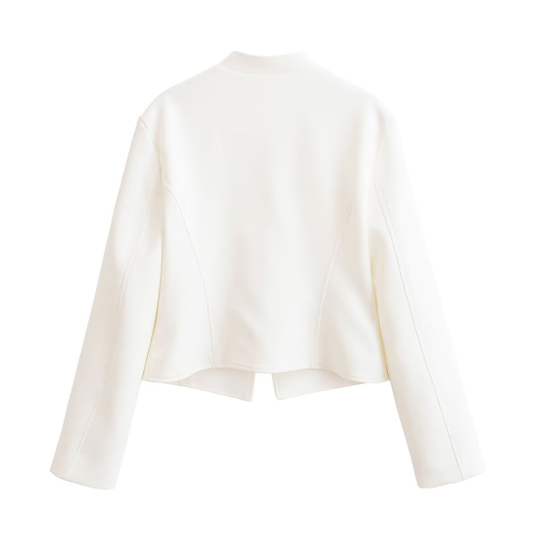 Ladies short jacket in officer style with decorative cord and stand-up collar Mune Fashion