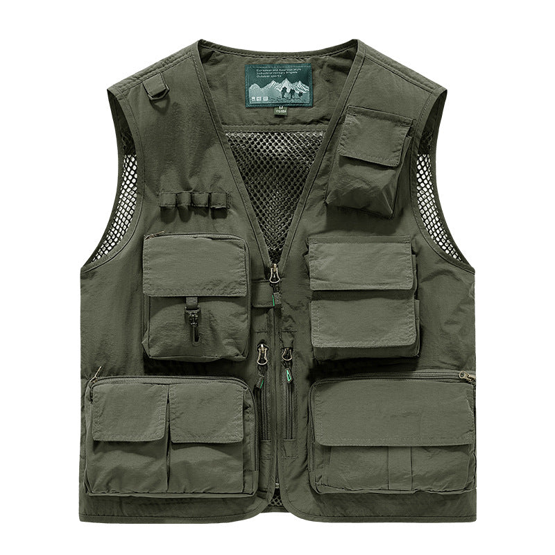 Men's Multifunctional Outdoor Utility Vest with Mesh Lining and Numerous Pockets Mune Fashion