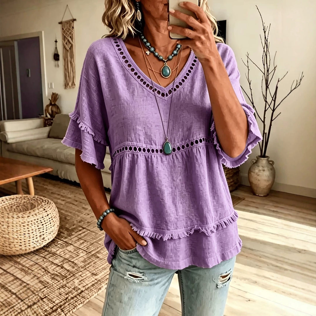 Ladies airy blouse with cut-out shoulders Mune Fashion