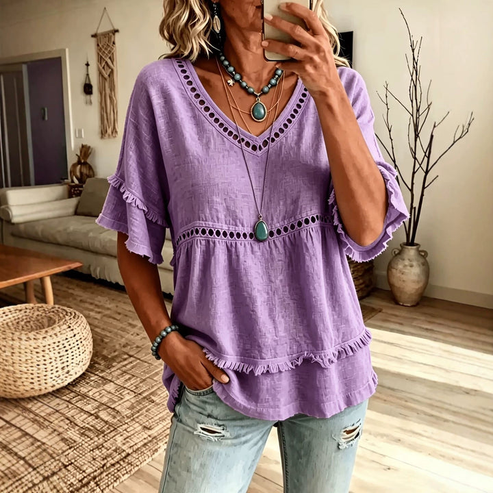 Ladies airy blouse with cut-out shoulders Mune Fashion