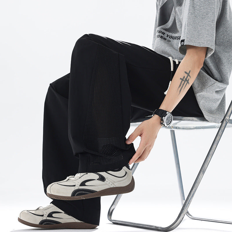 Men's Fashion Sports Pants with Breathable Mesh Inserts