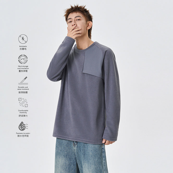 Herren Fleece-Langarmshirt mit asymmetrischer Brustpasse und leichtem Stretch Mune Fashion