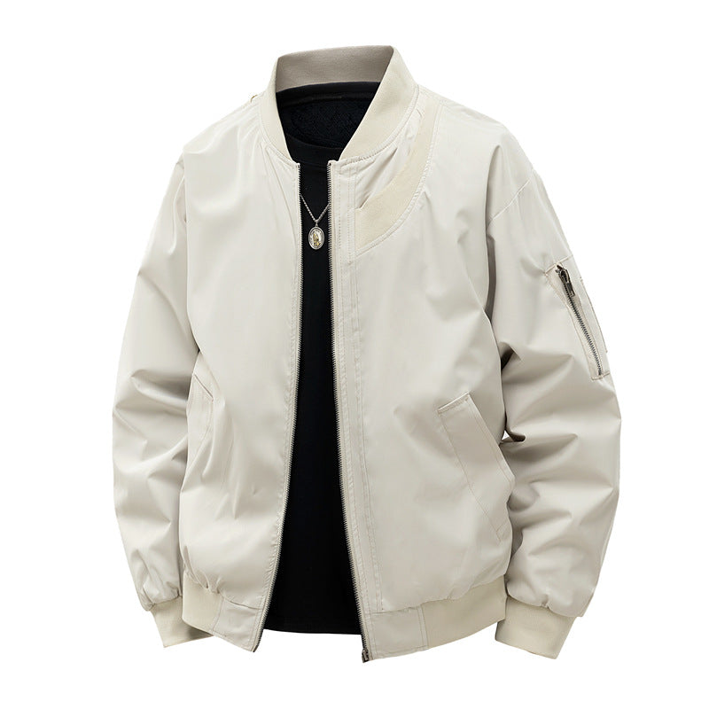 Men's Lightweight Bomber Jacket in Minimalist Utility Look with Arm Pocket & Ribbed Cuffs Mune Fashion