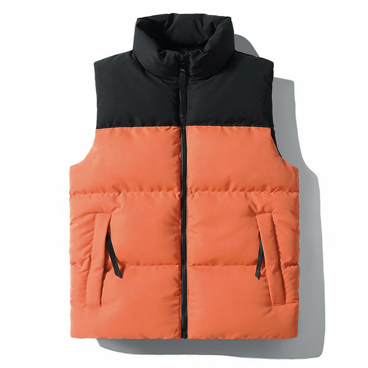 Men's Quilted Thermal Padded Vest with High Collar and Windproof Shoulder Yoke Mune Fashion